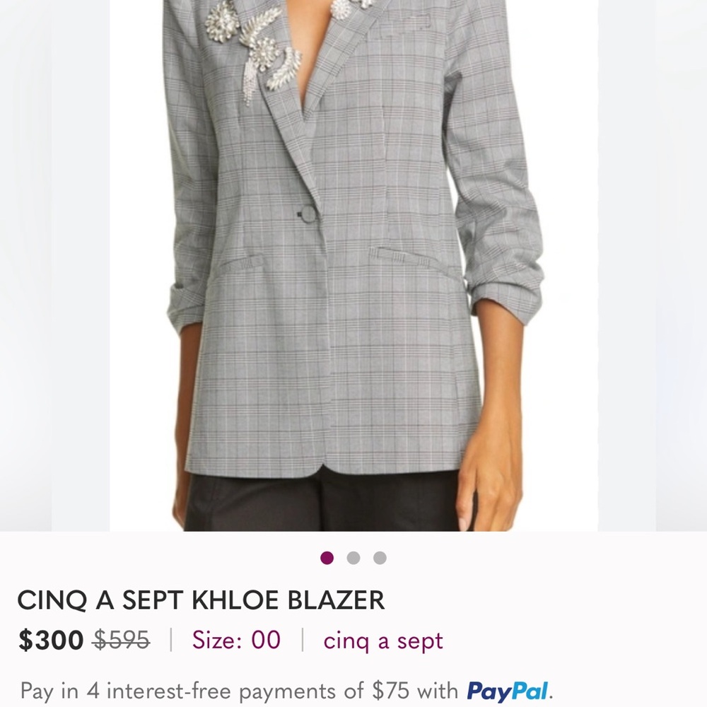 Cinq a Sept Khloe Blazer in Gray with Embellishments